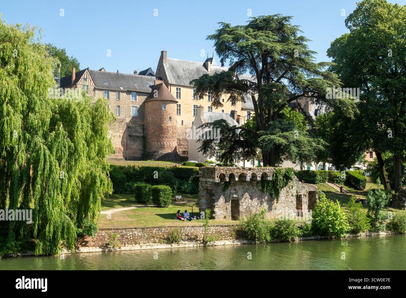 Frankreich, Sarthe, Le Mans, Old Mans, Plantagenet City, historisches mittelalterliches Zentrum, Fluss Sarthe und gallo-römische Gerbereien // Frankreich, Sarthe (72), Stockfoto