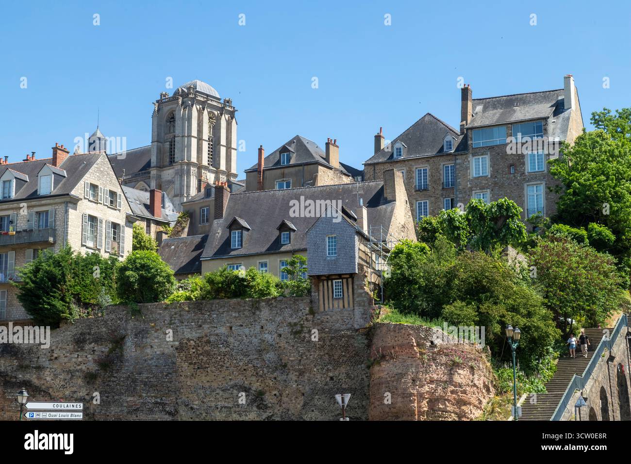 Frankreich, Sarthe, Le Mans, Old Mans, Plantagenet City, historisches mittelalterliches Zentrum, Gerberwälle und Kathedrale Saint Julien // Frankreich, Sarthe (72), L Stockfoto