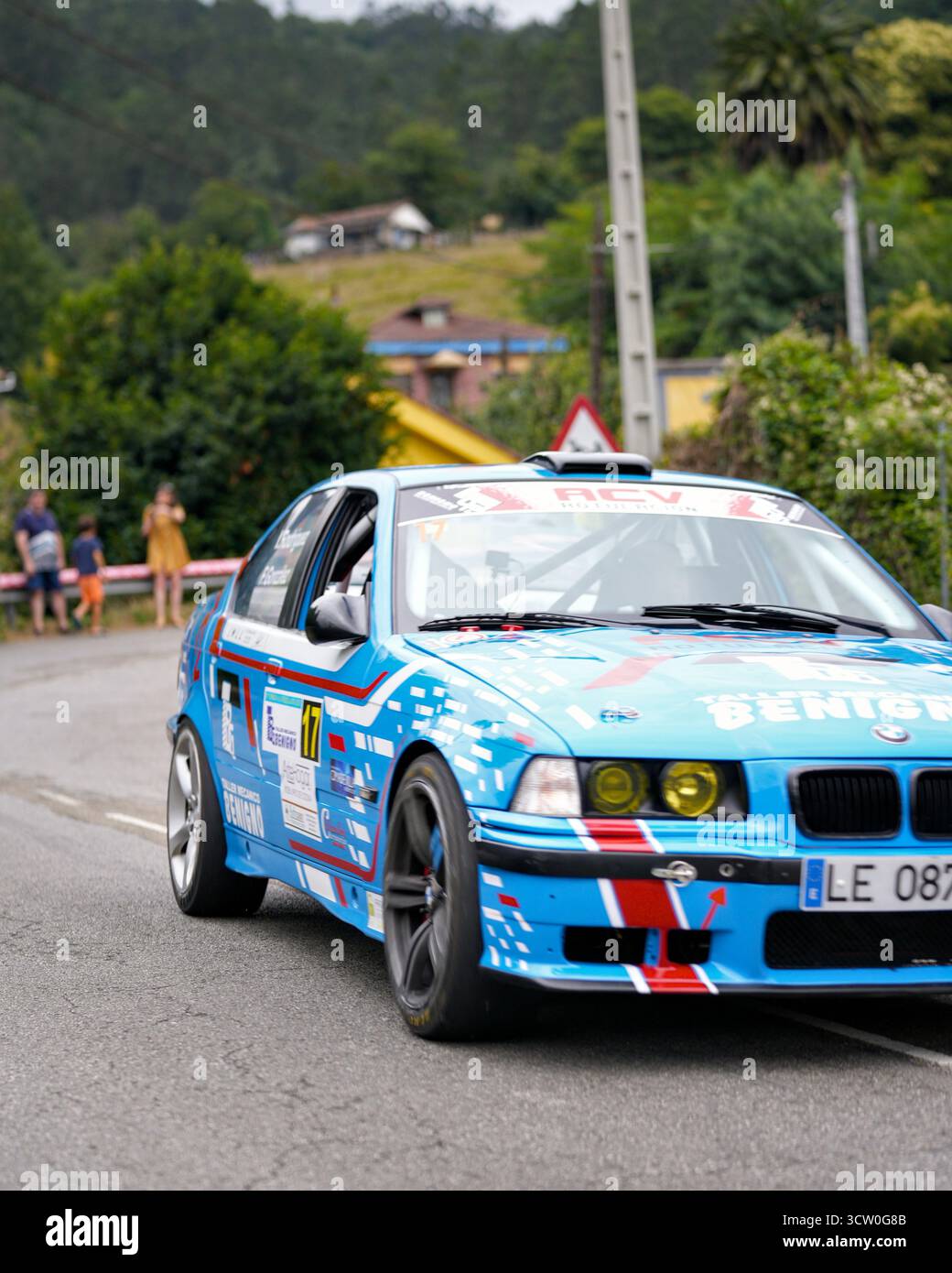 BMW E36 M3 Rallyefahrzeug bei der Rally Villa de Mieres Spanien am 2. August 2025 Stockfoto