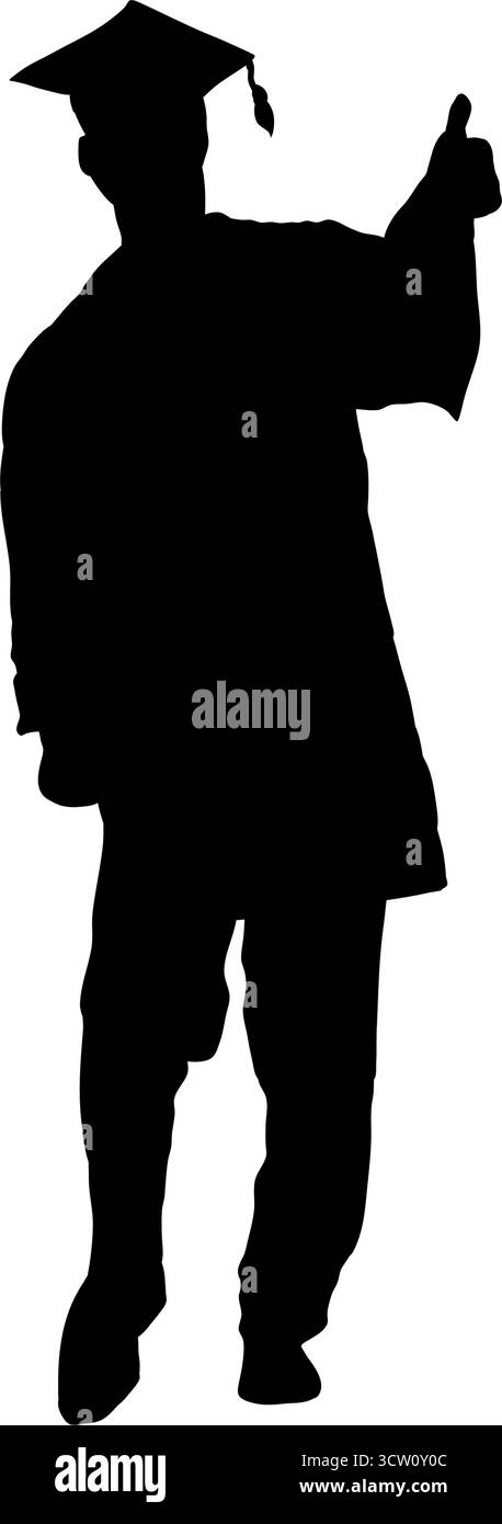 Graduate Silhouette Daumen Hoch Stock Vektor