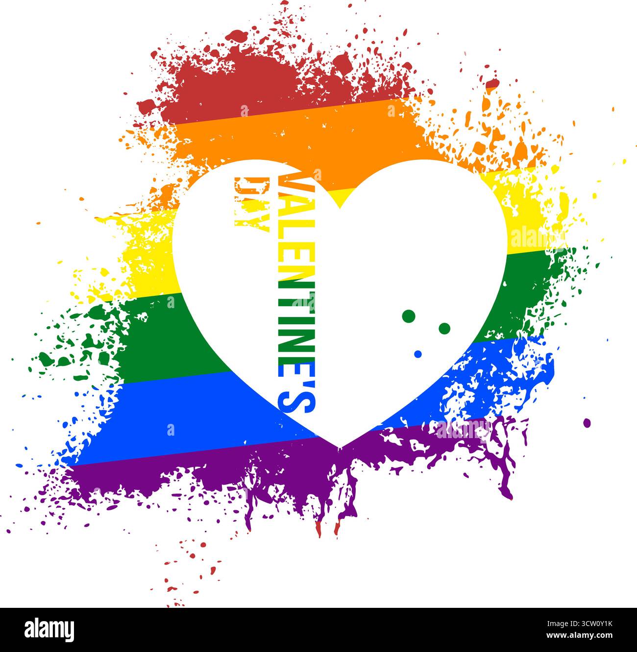 Valentinstag Rainbow Heart Grunge Splash Stock Vektor
