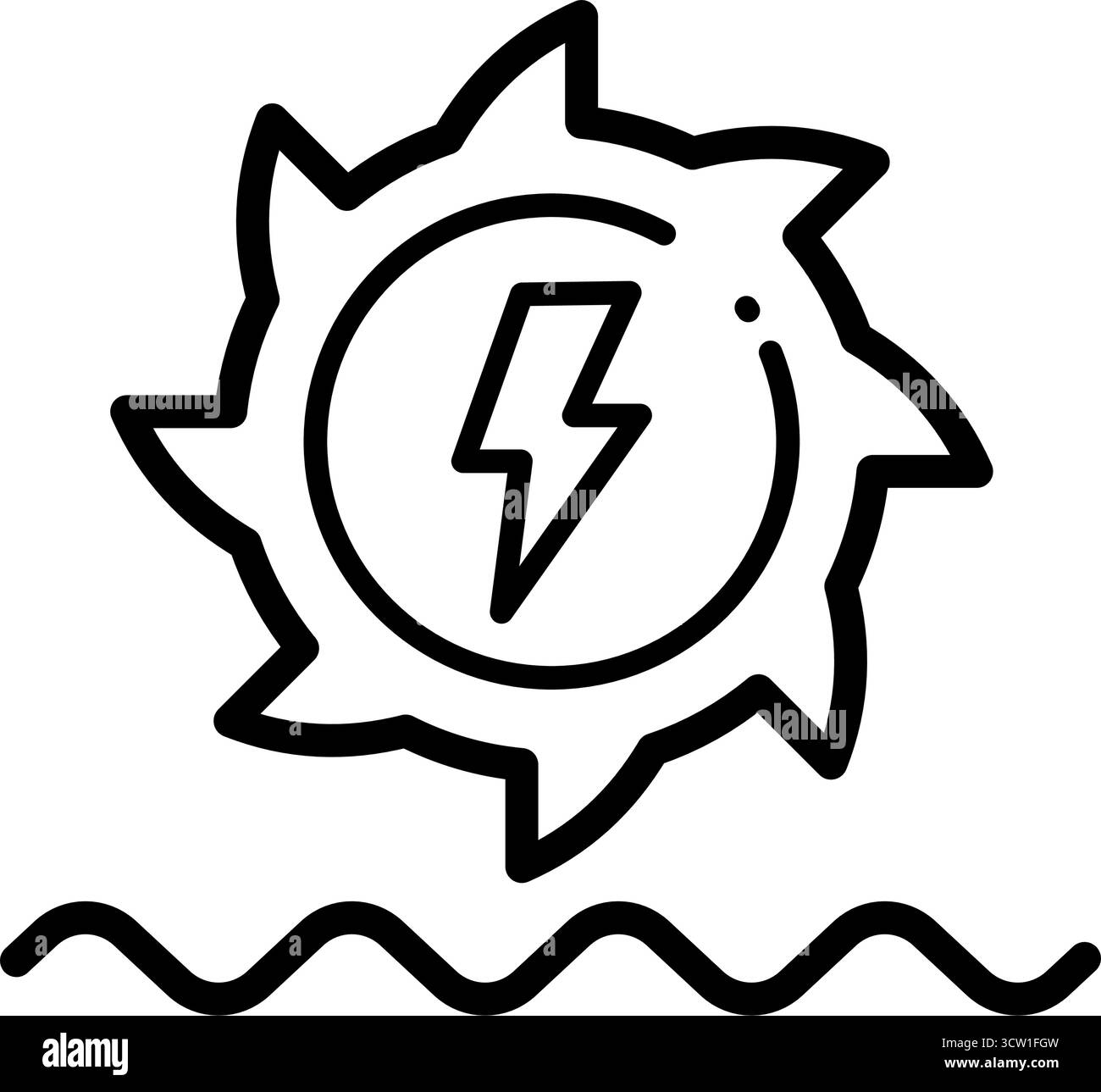 Tidal Energy Turbine Power Line Symbol Vektor Stock Vektor