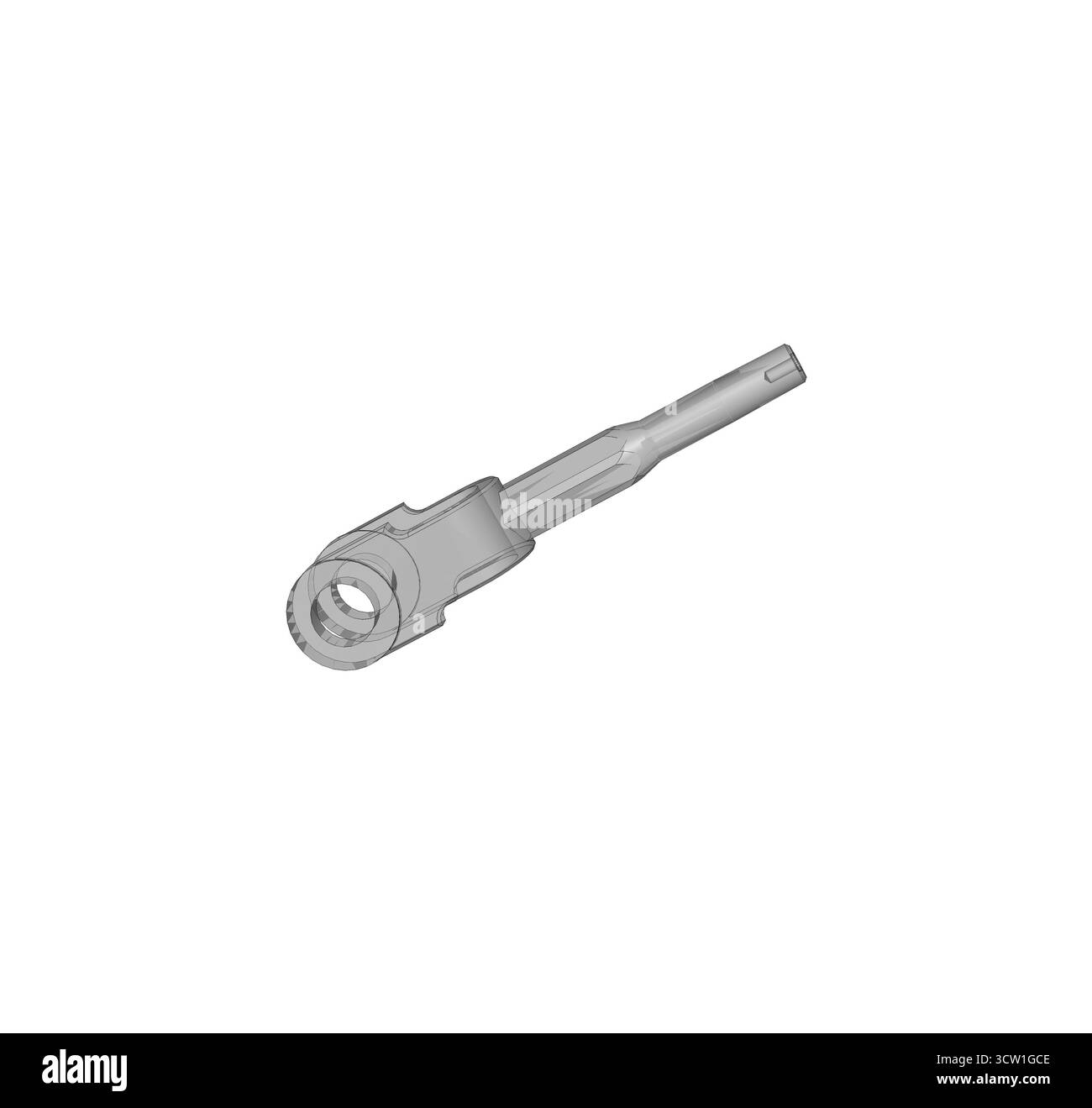 cad-Zugstangensystem, Bohrschraubengabel, Konnektivitätsklemmen Hardware, technische Zeichnung in 3D Stockfoto