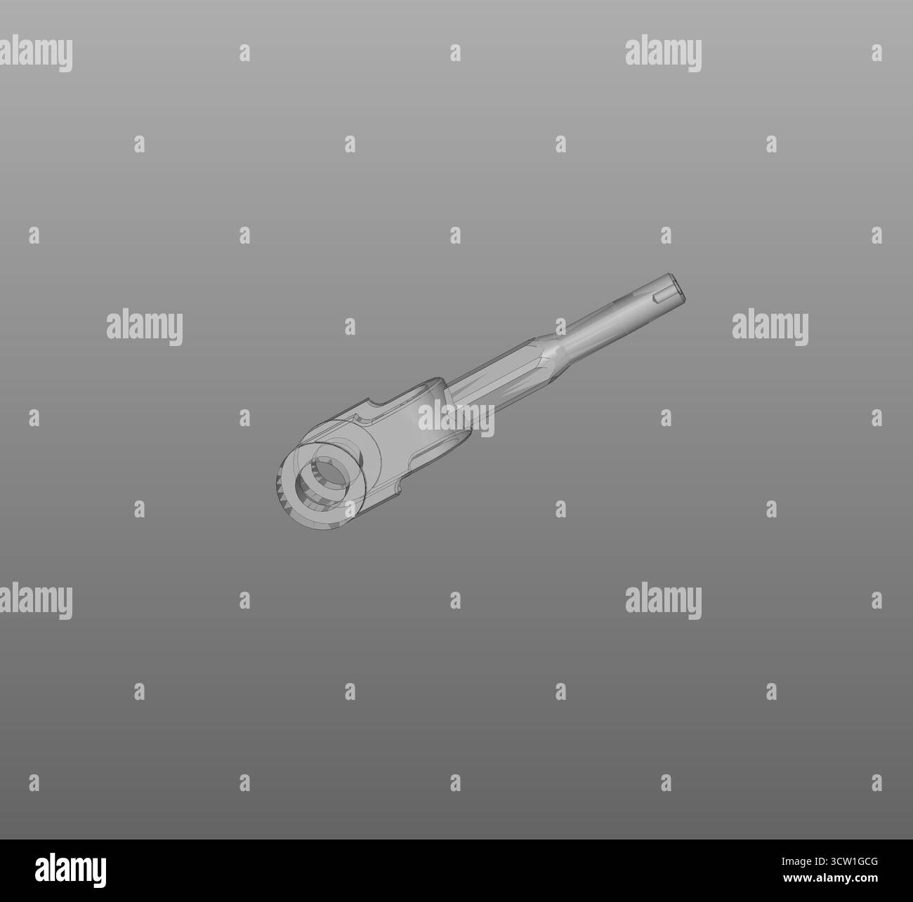 cad-Zugstangensystem, Bohrschraubengabel, Konnektivitätsklemmen Hardware, technische Zeichnung in 3D Stockfoto