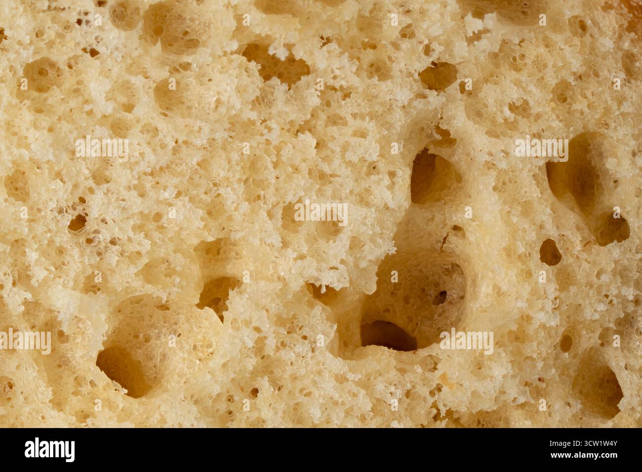 Eine Makrofotografie von der Innenseite einer hausgemachten Torte Stockfoto