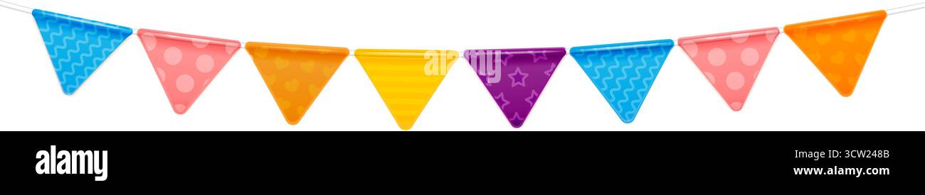 Set aus farbenfrohen, realistischen Partyflaggen Stock Vektor