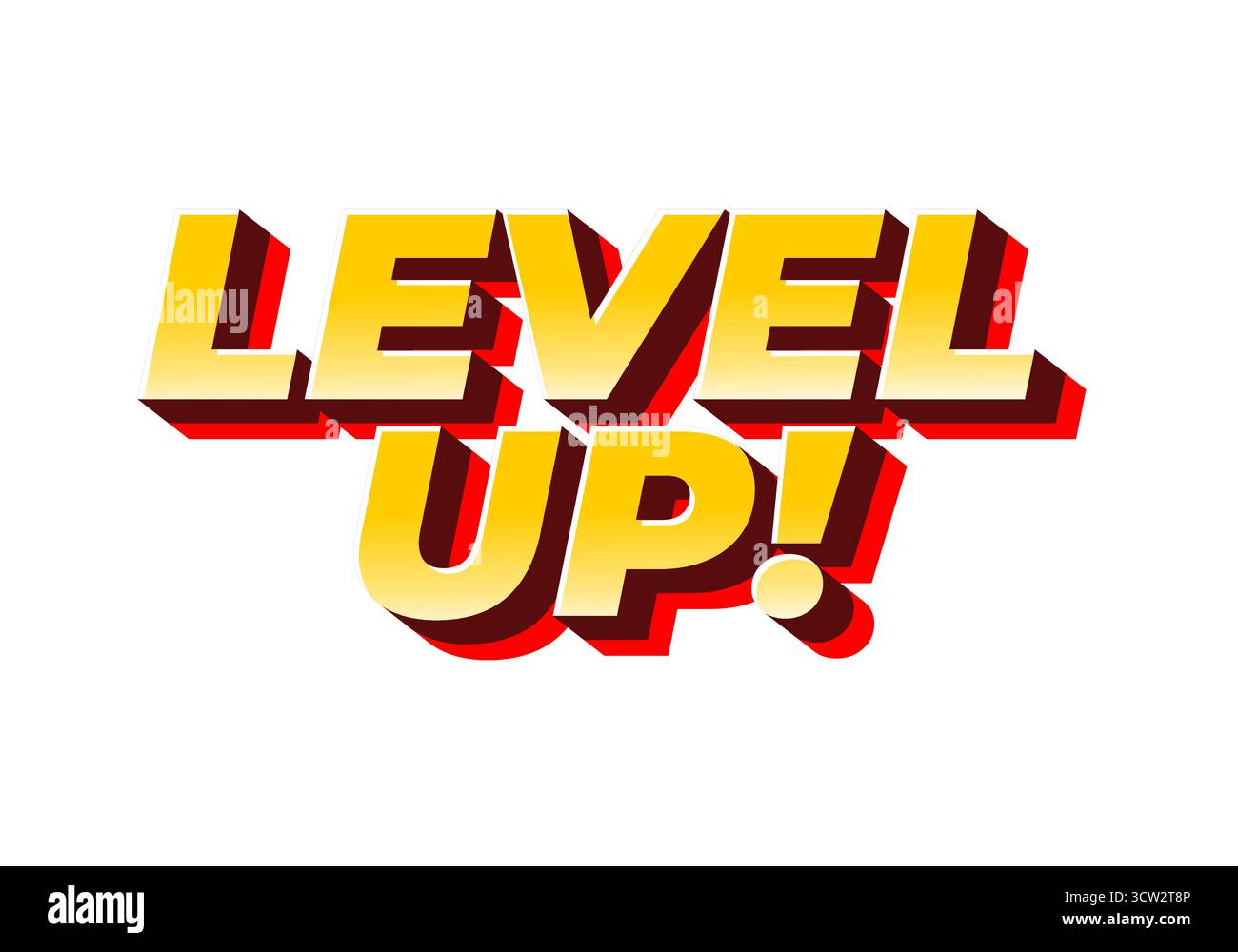 Auffälliger und lebendiger Text mit der AUFSCHRIFT „LEVEL UP“! Mit 3D-Effekt Stock Vektor
