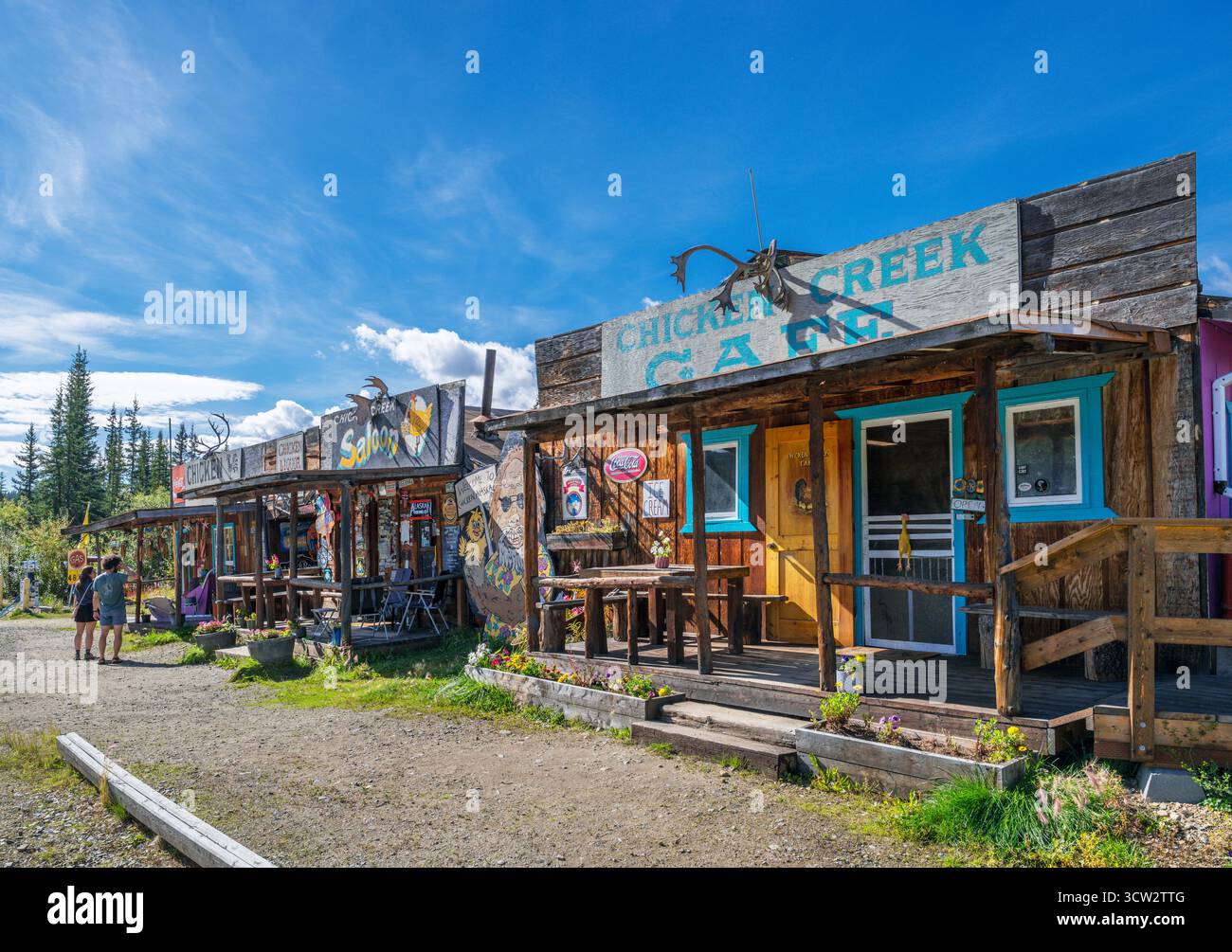 Historischer Gemischtwarenladen, Saloon und Café in der alten Goldstadt Chicken, Alaska, USA Stockfoto