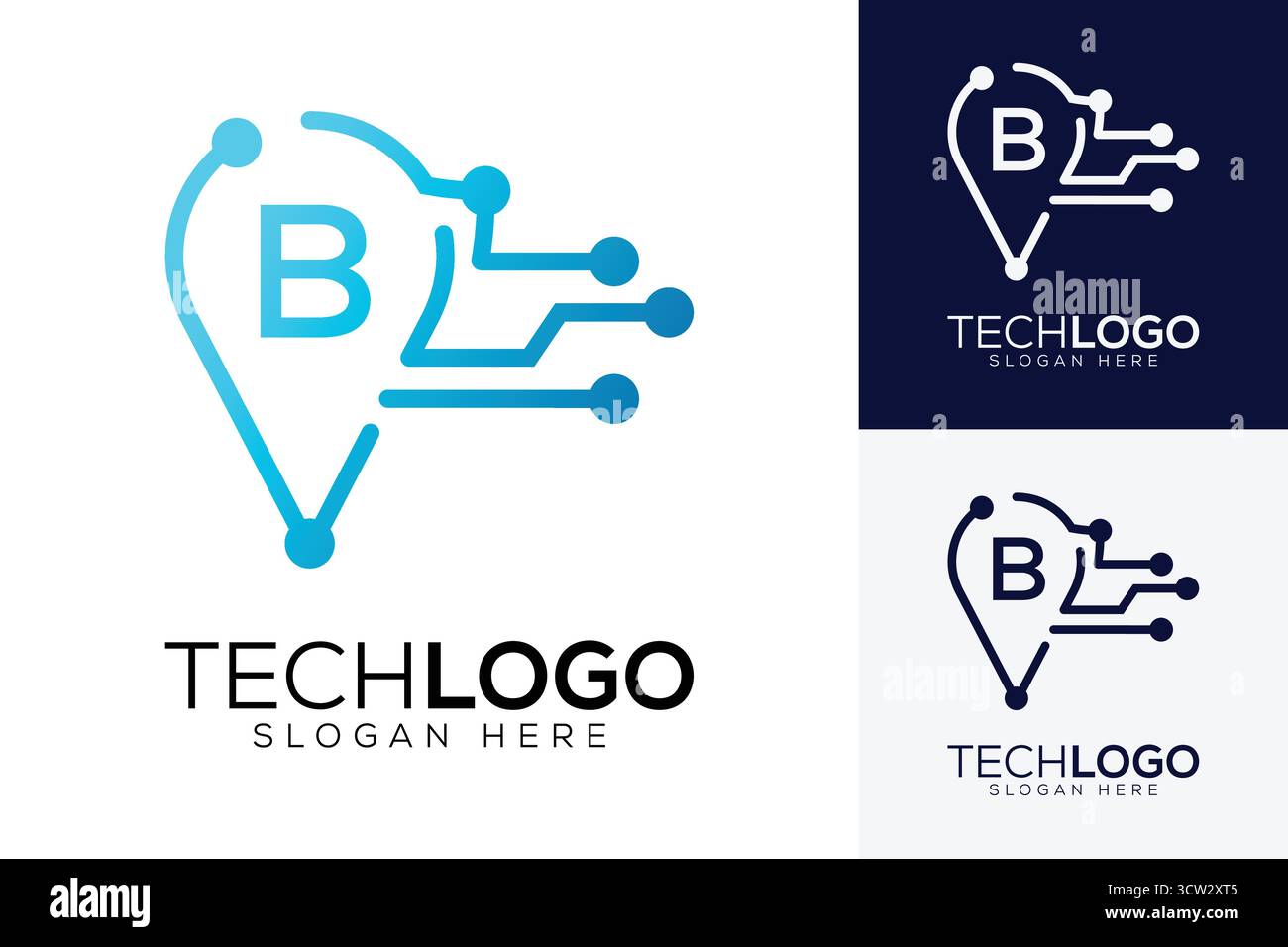 Logo der Vektortechnologie Buchstabe b Stock Vektor