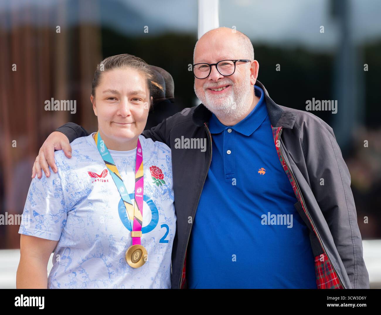 Frauen-Rugby-Weltmeisterschaft, Elite England Red Rose und Weltcupsieger Amy Cokayne bei einem Rugbyfest im Mansfield Rugby Club. Stockfoto