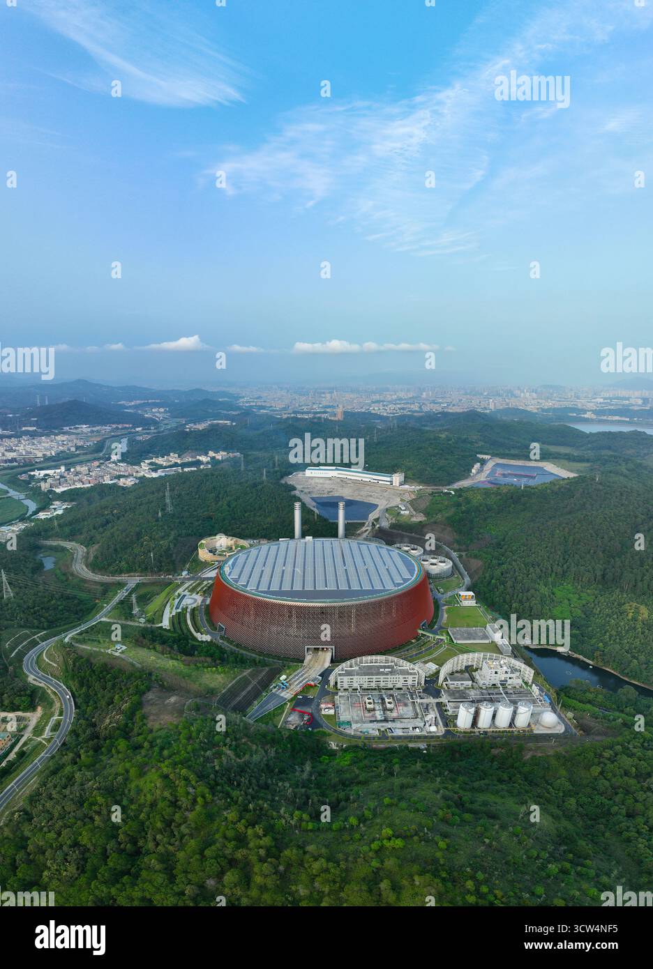 Shenzhen Longgang Pingdi Tiefenenergie Umweltschutz Longgang Energy Ecological Park Luftfotografie Stockfoto