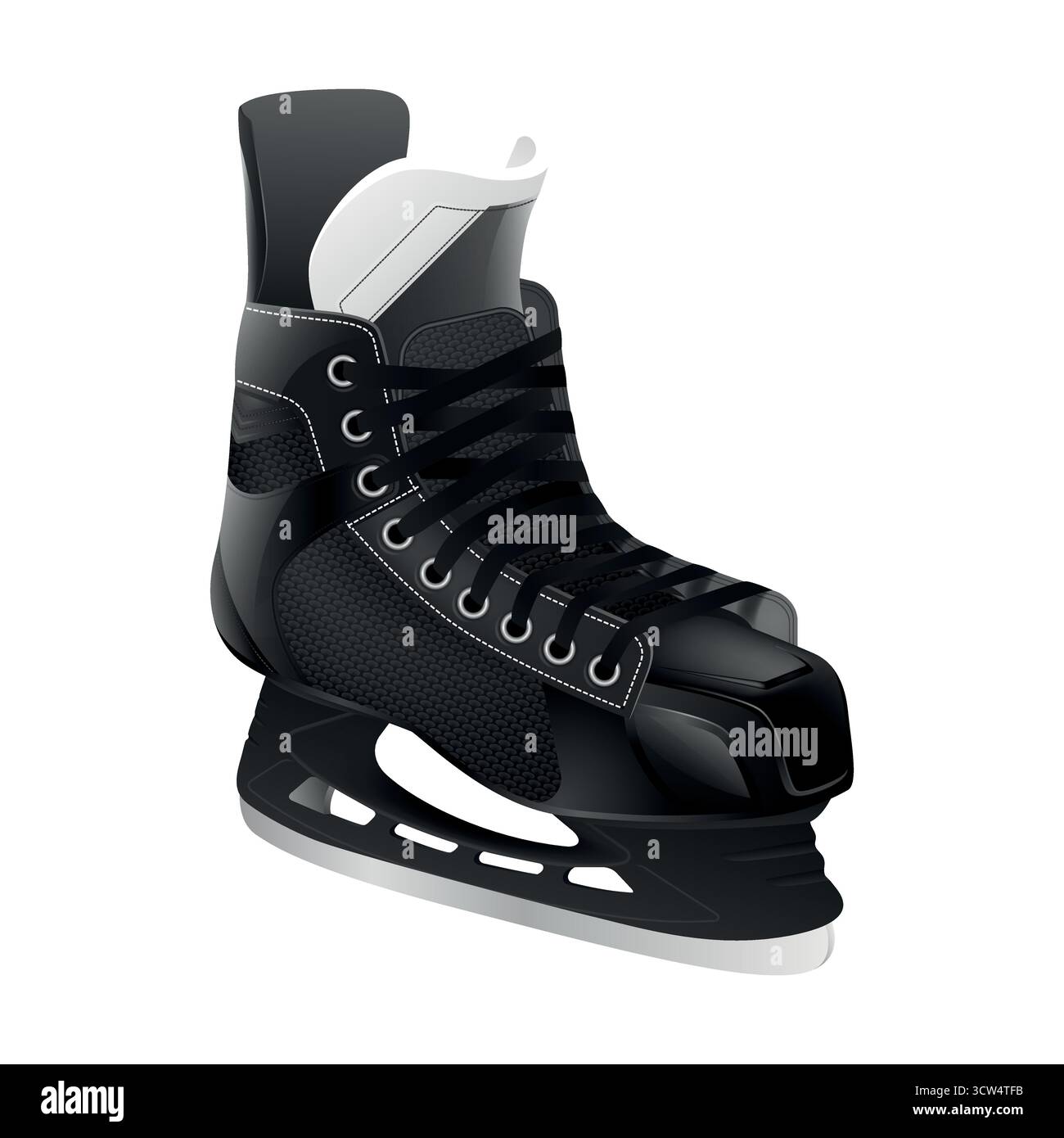 Vector Eishockey Skate Boot mit Schnürsenkeln und Klinge. Realistischer, isolierter Eishockey-Skateschuh mit 3D-Design. Illustration Zum Eishockeyskate. Hockey Stock Vektor