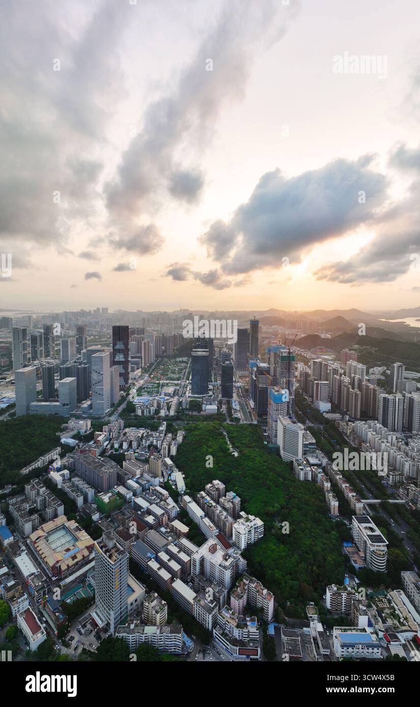 Luftaufnahmen von Vanke Cloud City, Sky City, Nanshan DJI Hauptquartier, Shenzhen, Provinz Guangdong Stockfoto