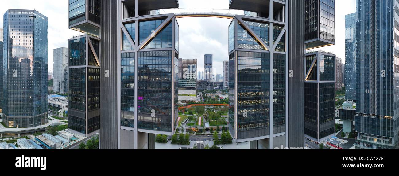 Luftaufnahmen von Vanke Cloud City, Sky City, Nanshan DJI Hauptquartier, Shenzhen, Provinz Guangdong Stockfoto