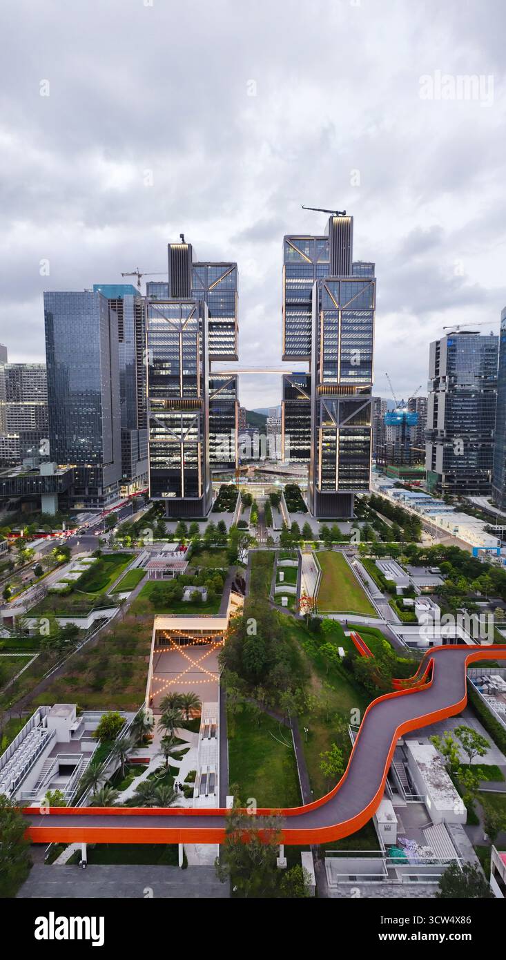 Luftaufnahmen von Vanke Cloud City, Sky City, Nanshan DJI Hauptquartier, Shenzhen, Provinz Guangdong Stockfoto