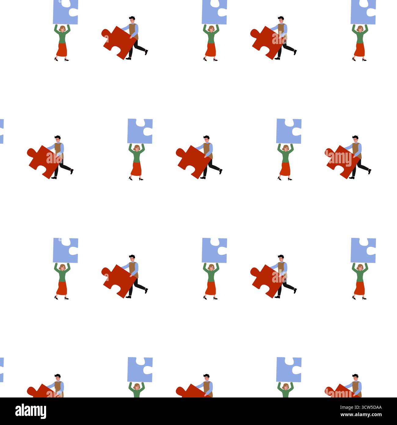 Gemeinsam an Puzzleteilen in einer kreativen Umgebung arbeiten Stock Vektor