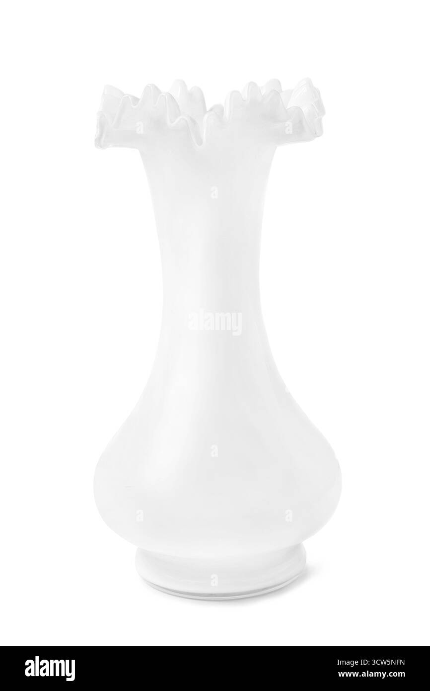 Elegante weiße Porzellan leere Blumenvase isoliert über weiß Stockfoto
