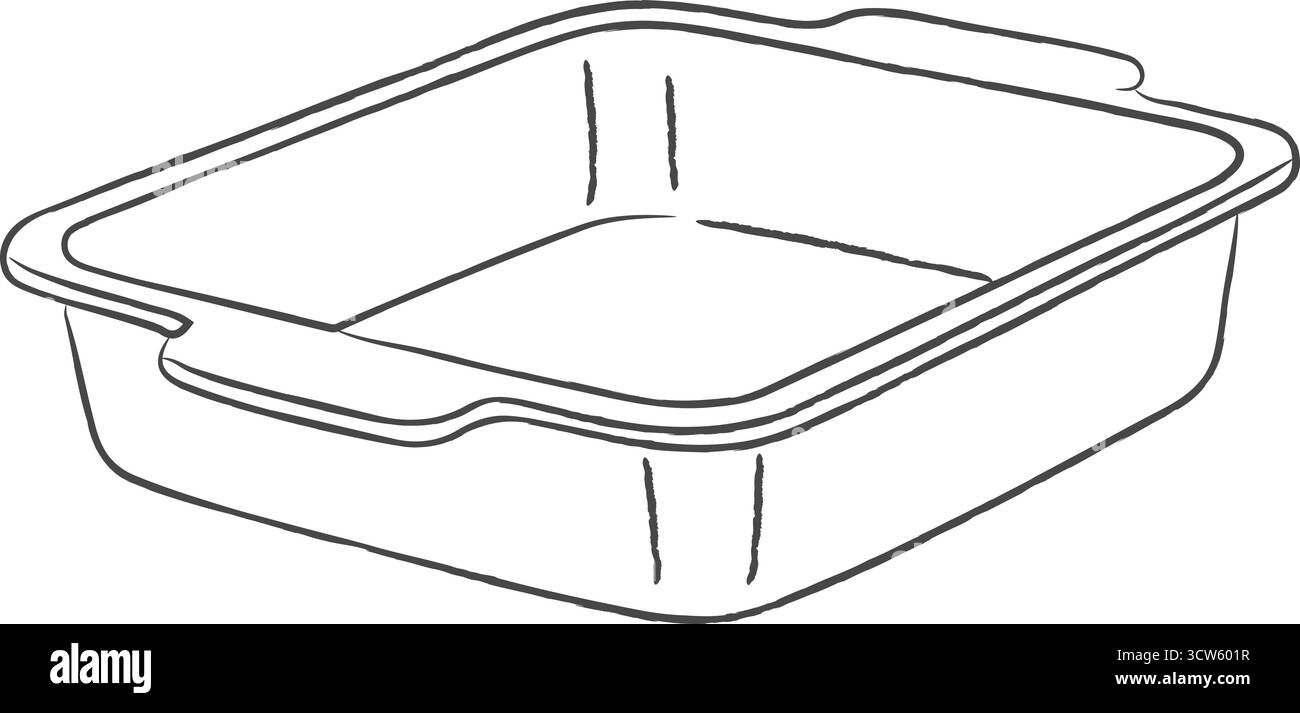 Eine tiefe Backform mit abgerundeten Ecken und kleinen Seitengriffen, ideal zum Braten von Gemüse oder Fleisch Stock Vektor