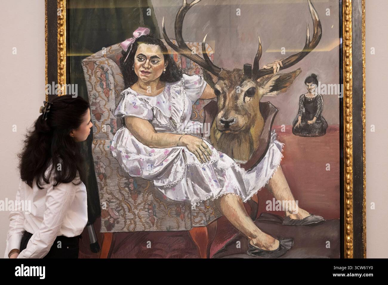 Sotheby's, London, Großbritannien. Oktober 2025. Sotheby's Contemporary Evening Auction am 16. Oktober enthält Arbeiten von Paula Rego, Schneewittchen beim Spielen mit ihren Vathers Trophies, geschätzte £ 800.000-1.200.000. Quelle: Malcolm Park/Alamy Live News Stockfoto