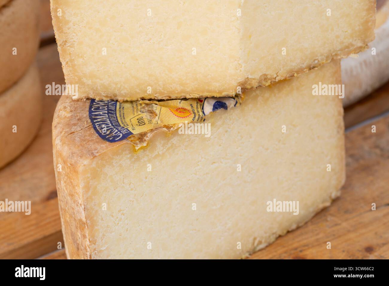 Italien, Piemont, Provinz Cuneo, Castelmagno Käse Stockfoto