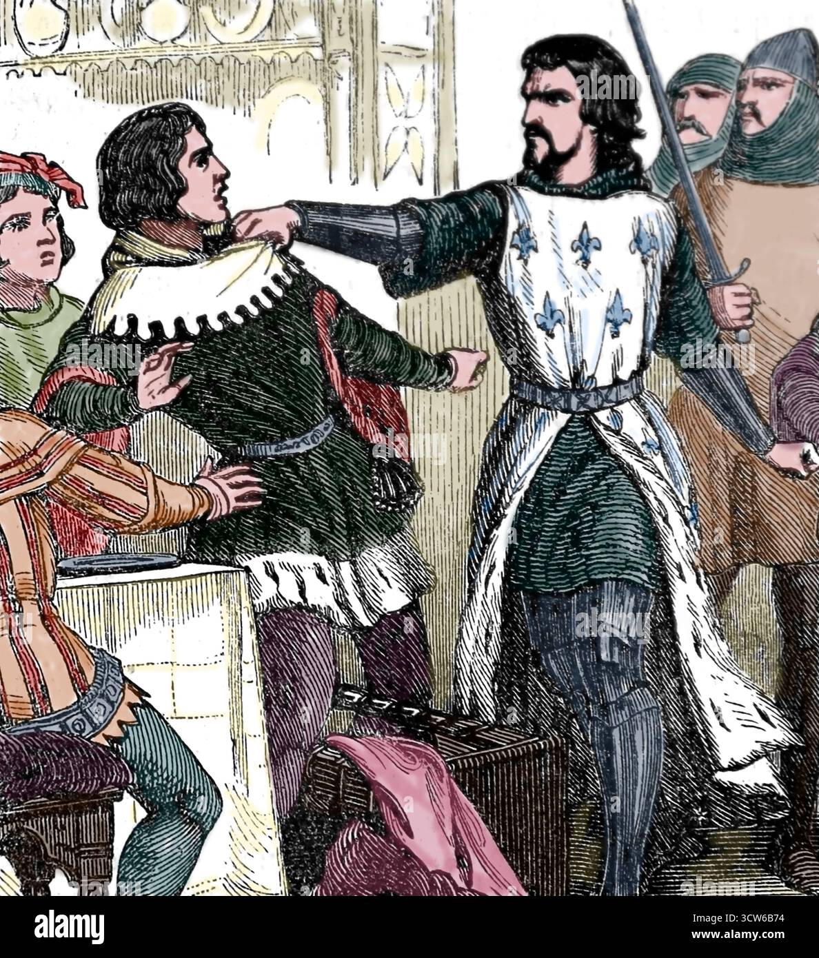Impression Karls II. Von Navarra durch König Johann II. Von Frankreich (1319–1364), 5. April 1456. Stich, 19. Jahrhundert. Stockfoto