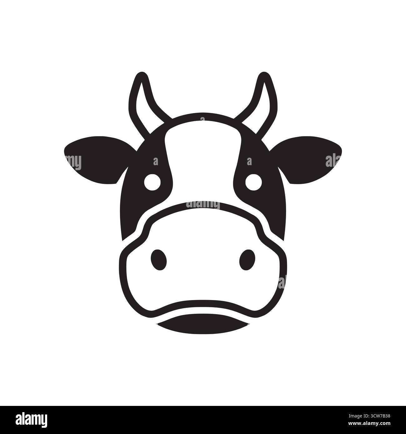 Einfaches Kuhkopf-Logo-Konzept. Niedliche Kuhkopf-Design-Illustration, Vektor. Stock Vektor