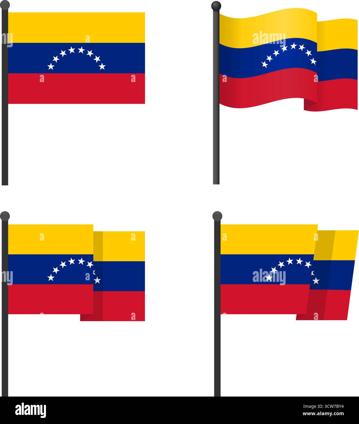Venezolanische Flagge auf vertikalen Pfählen Stock Vektor