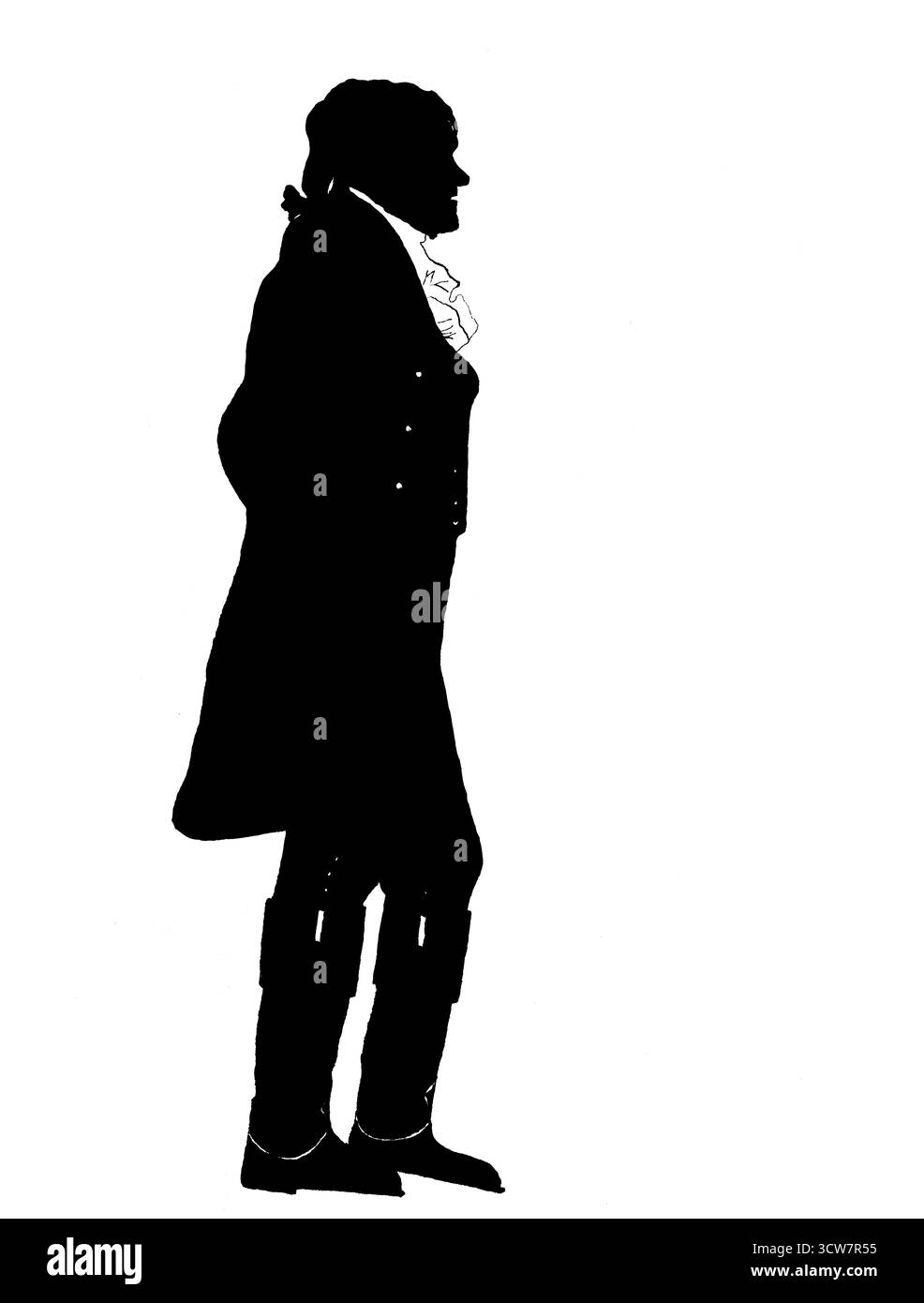 Porträt von Thomas Jefferson, 1743–1826, dritter Präsident der Vereinigten Staaten und Hauptautor der Unabhängigkeitserklärung, digital optimiert auf der Grundlage eines Silhouettenporträts von John Marshal Stockfoto
