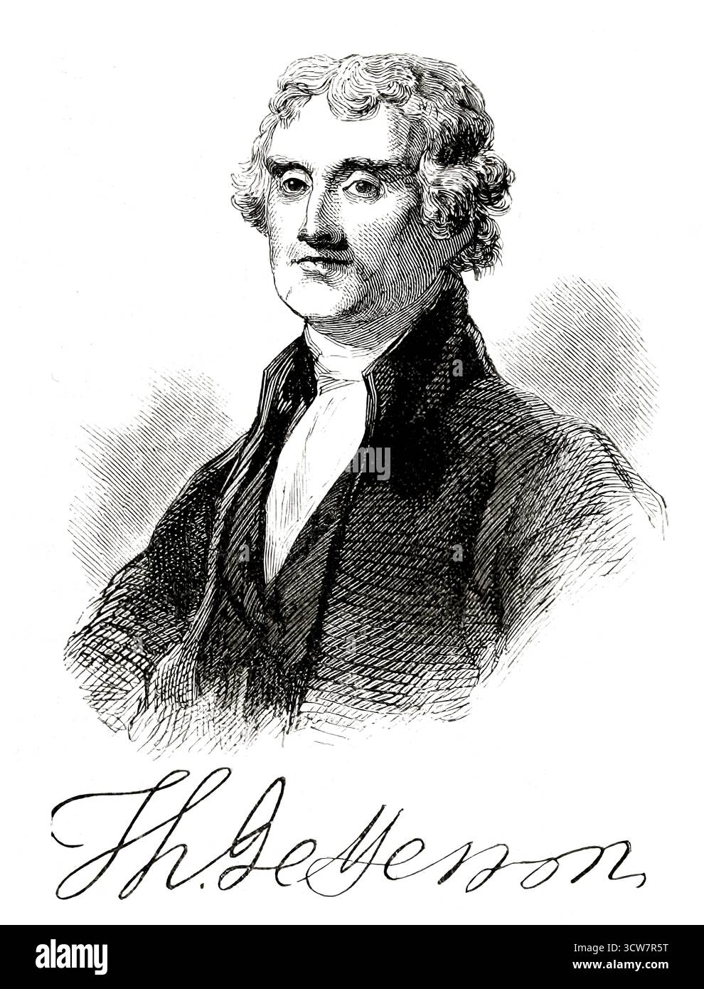 Porträt von Thomas Jefferson, 1743–1826, dritter Präsident der Vereinigten Staaten und Hauptautor der Unabhängigkeitserklärung, digital optimiert Stockfoto