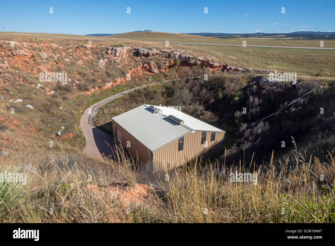 Beulah, Wyoming – der Vore Buffalo Jump, ein Loch, das von den Plains Indians von 1550 bis 1800 als Falle für Bisons genutzt wurde. Archäologen haben uncov Stockfoto