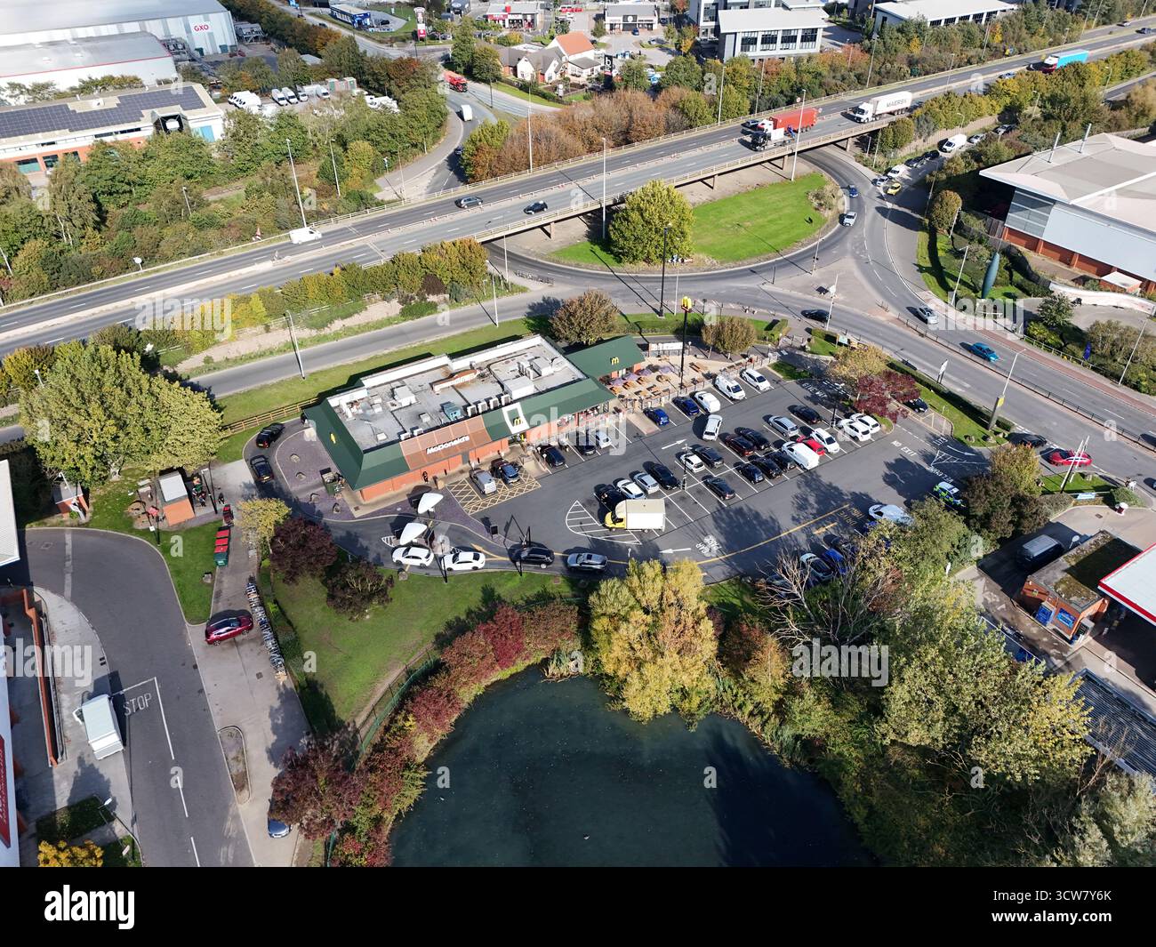 Luftaufnahme des A63 Clive Sullivan Way, Kingston upon Hull Stockfoto