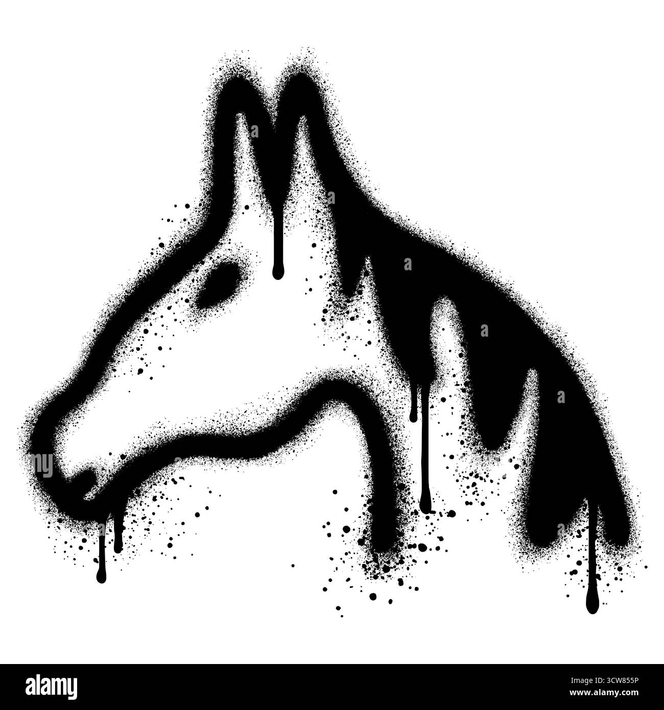 Pferdegraffiti mit schwarzer Sprühfarbe. Vektorabbildung. Stock Vektor