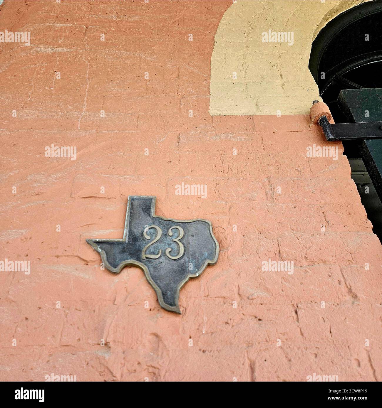 Dekorative Texas State Form mit Hausnummer 23, Bellville Stockfoto