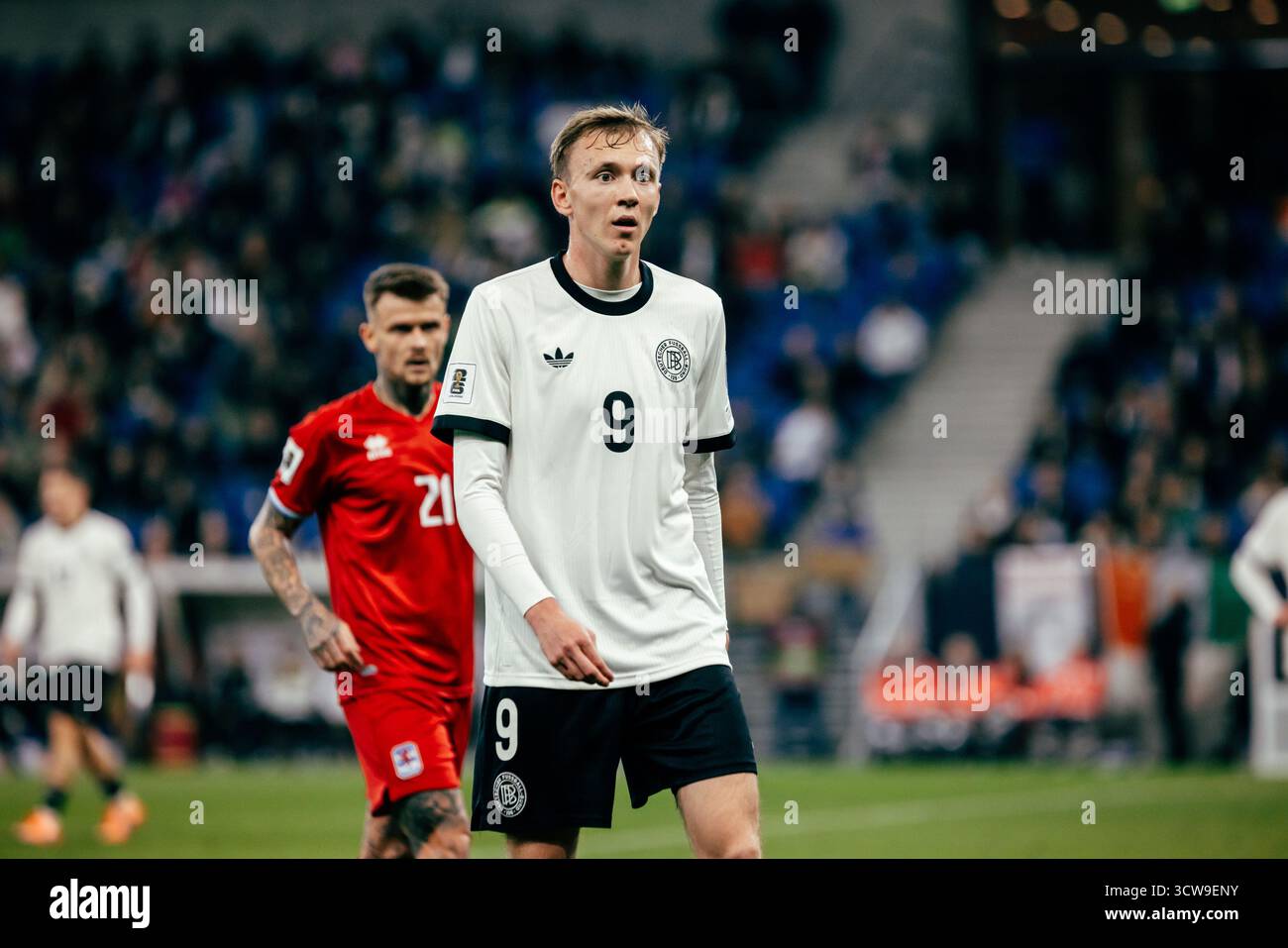 Sinsheim, Deutschland. Oktober 2025. Sinsheim, Deutschland, 10. Oktober 2025 Maximilian Beier (#9 - Deutschland) während des UEFA-Qualifikationsspiels zwischen Deutschland und Luxemburg in der PreZero Arena in Sinsheim. (Gabor Baumgarten/SPP) Credit: SPP Sport Press Photo. /Alamy Live News Stockfoto