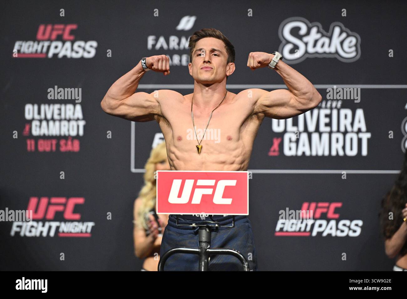 Rio De Janeiro, Brasilien. Oktober 2025. RIO DE JANEIRO, RJ – 10. OKTOBER: Clayton Carpenter posiert während der UFC Fight Night: Oliveira vs Gamrot: Zeremonielles Wiegen in der Farmasi Arena am 10. Oktober 2025 in Rio de Janeiro, RJ, Brasilien. (Foto: Leandro Bernardes/PxImages) Credit: PX Images/Alamy Live News Stockfoto