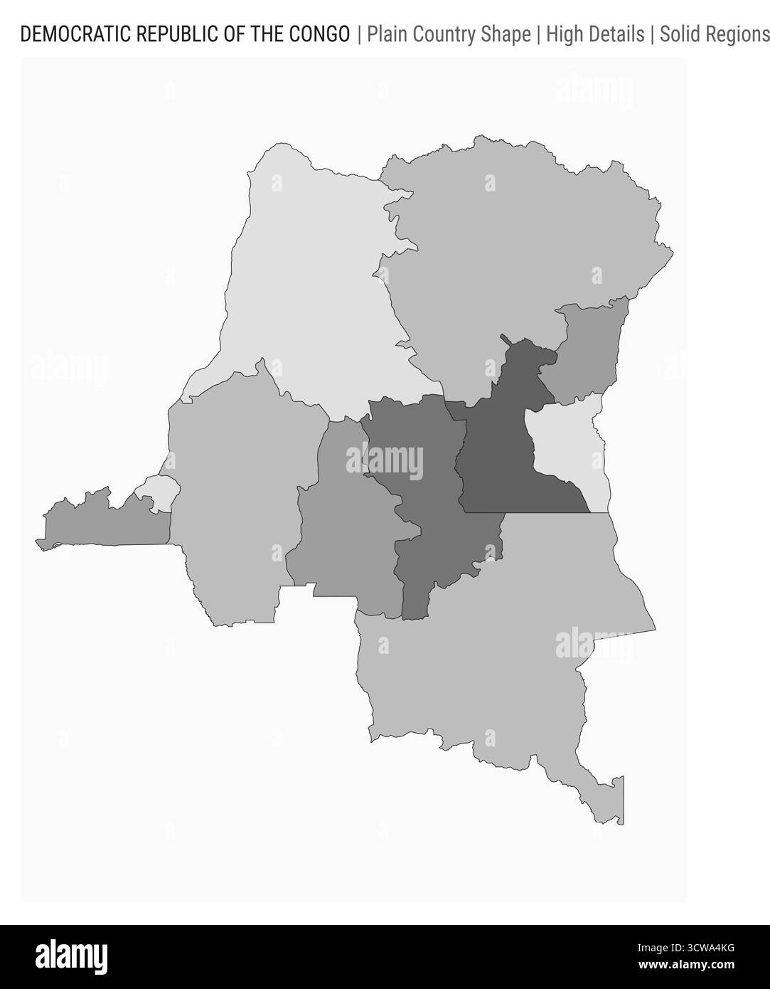 DR Congo einfache Landkarte mit hohen Details und solidem Regionalstil, die die Form der DR Kongo zeigt. Eine Vektordarstellung. Stock Vektor