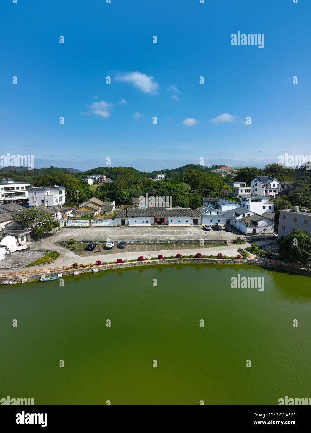 Luftaufnahmen von YE Yalais ehemaliger Residenz im Qiuchang Biyan Gebäude im Bezirk Huiyang, Stadt Huizhou Stockfoto