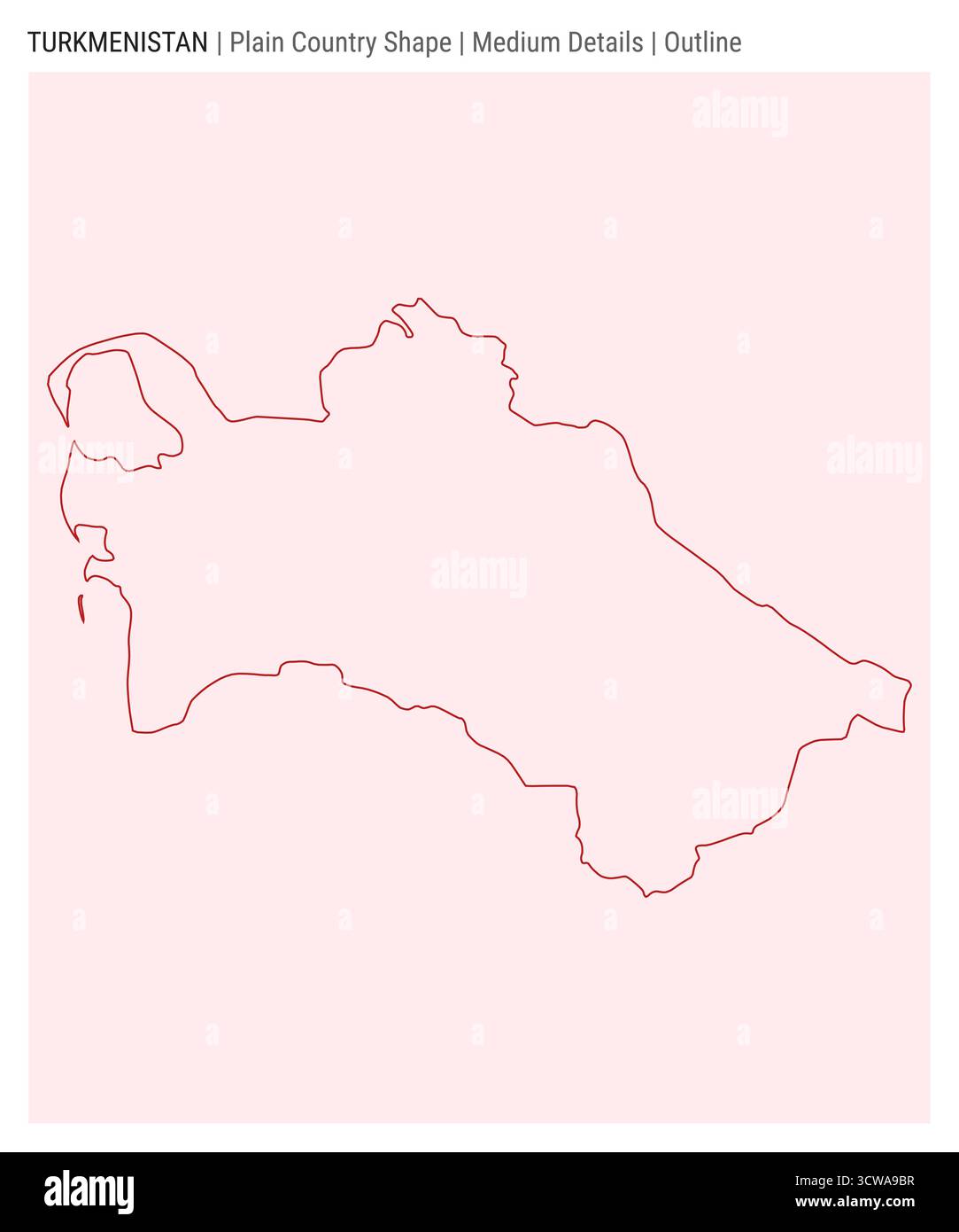 Turkmenistan einfache Landkarte. Mittlere Details. Umrissstil. Die Form Turkmenistans. Vektorabbildung. Stock Vektor