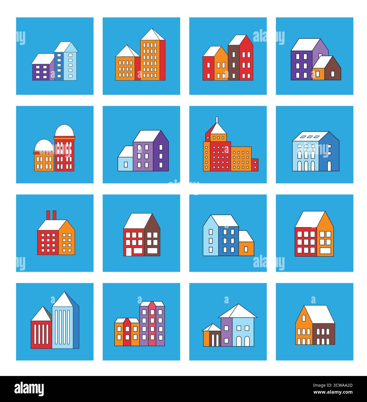 Weihnachten Winter Wohnung Stadt xmas Symbol städtischer Gebäude für Urlaub und Design Stock Vektor