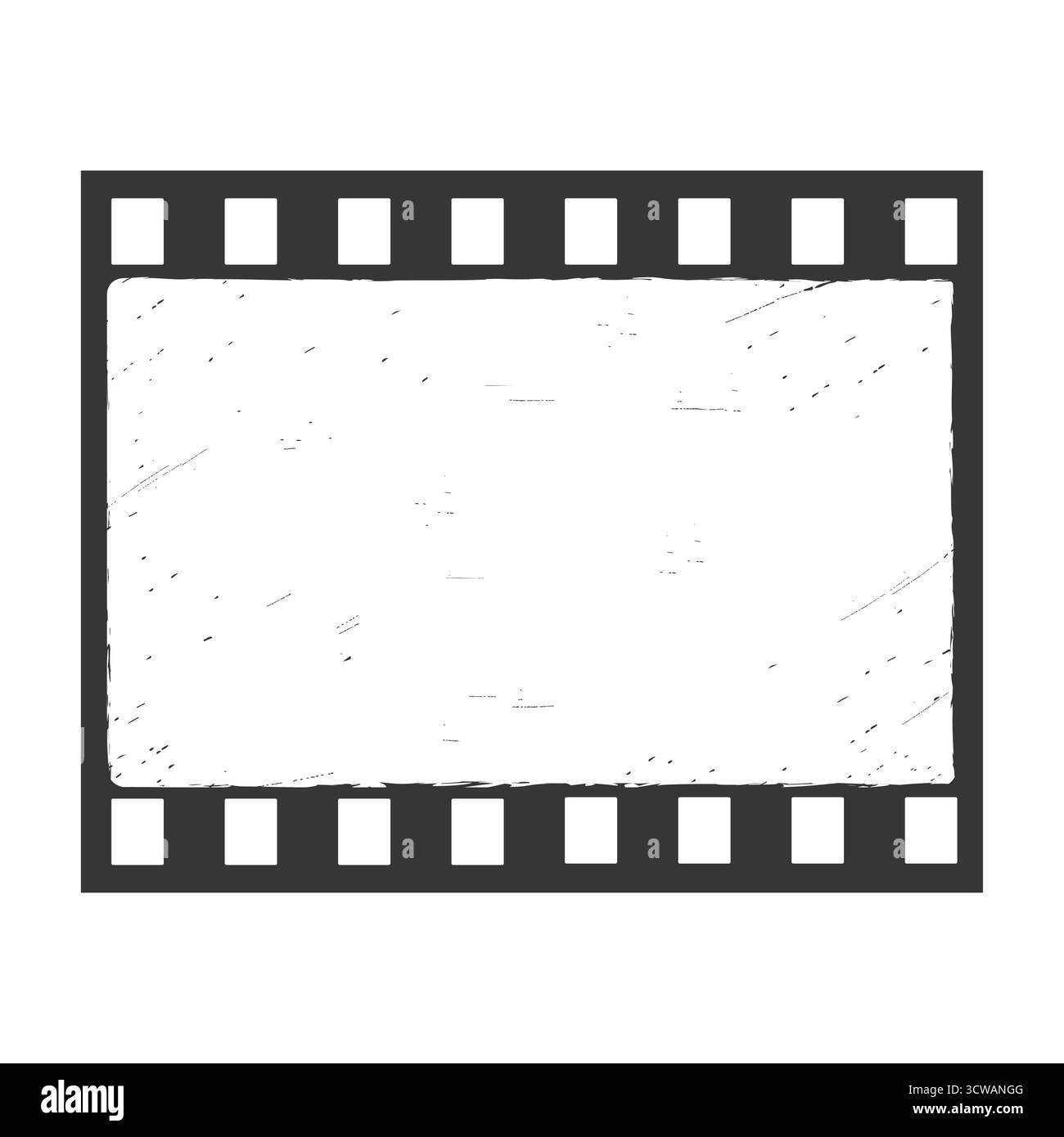 Schwarz-weiße Grunge Film Frame Vektor Illustration. Alter Retro-Fotorahmen mit Kratzern und Textureffekt. Stock Vektor