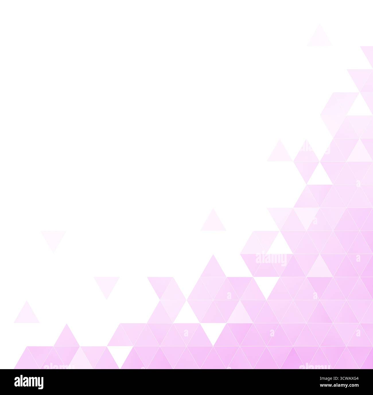 Abstraktes hellrosa Dreiecksmuster auf weiß. Hochauflösender geometrischer Dreieckhintergrund mit Kopierraum. Stockfoto