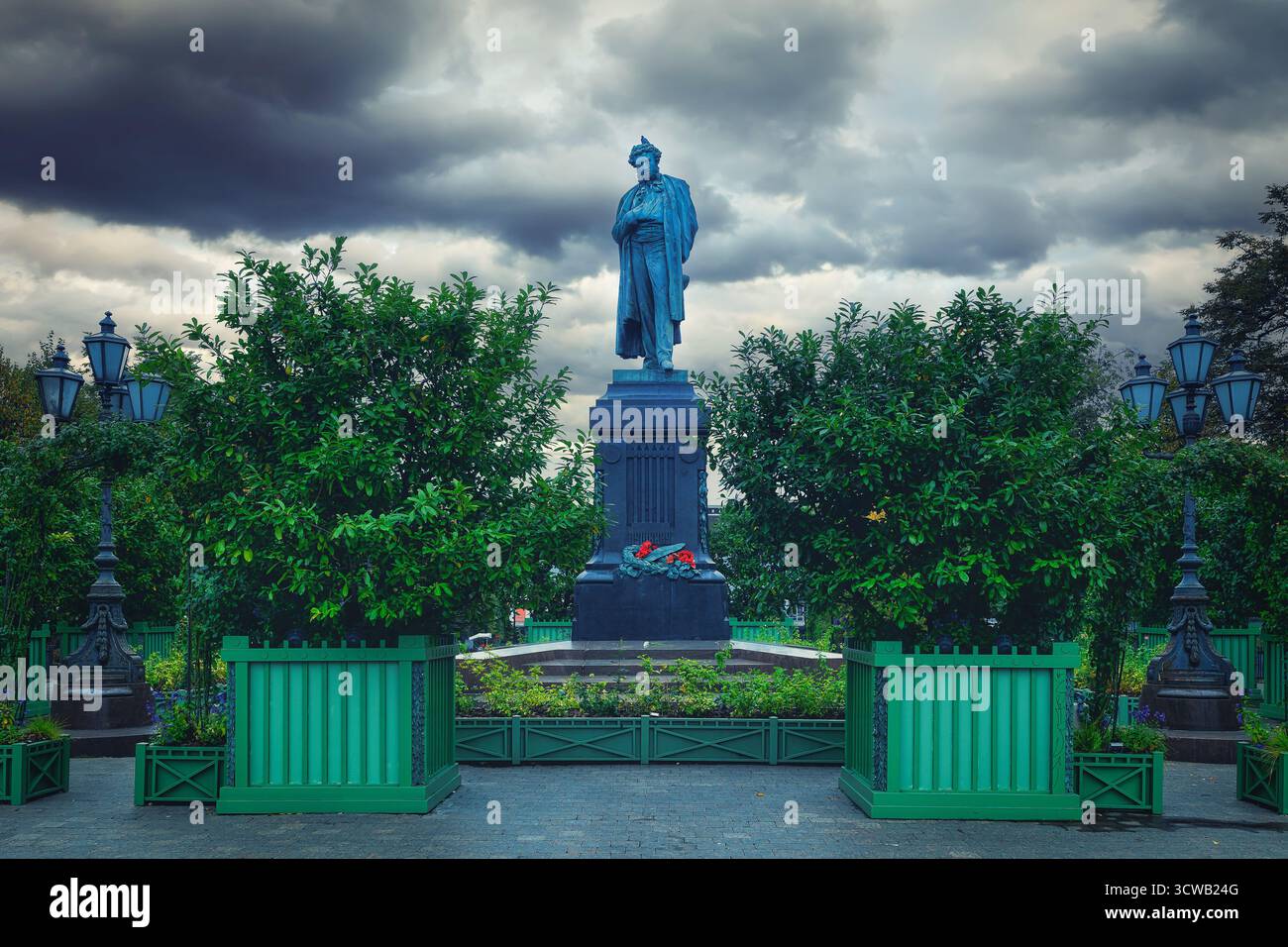 Bronzeskulptur, Wahrzeichen, große Poesie, historische Figur Stockfoto