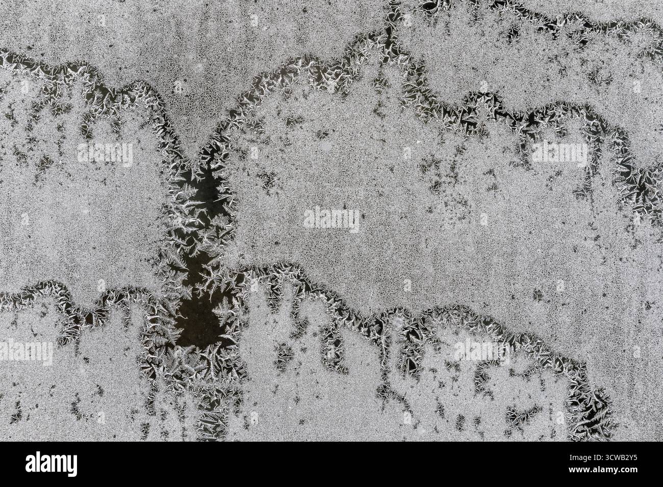 Frostmuster auf Glas; Winter; UK Stockfoto