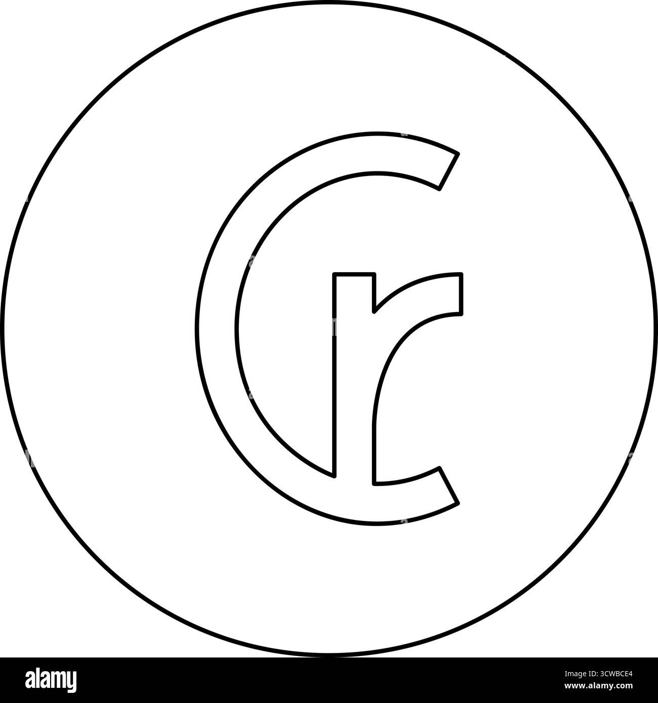 Brasilianisches Cruzeiro Währungssymbol Zeichen Element des Geldsymbols im Kreis rund schwarz Farbe Vektor Illustration Bild Umriss Kontur Linie dünne Stil Stock Vektor