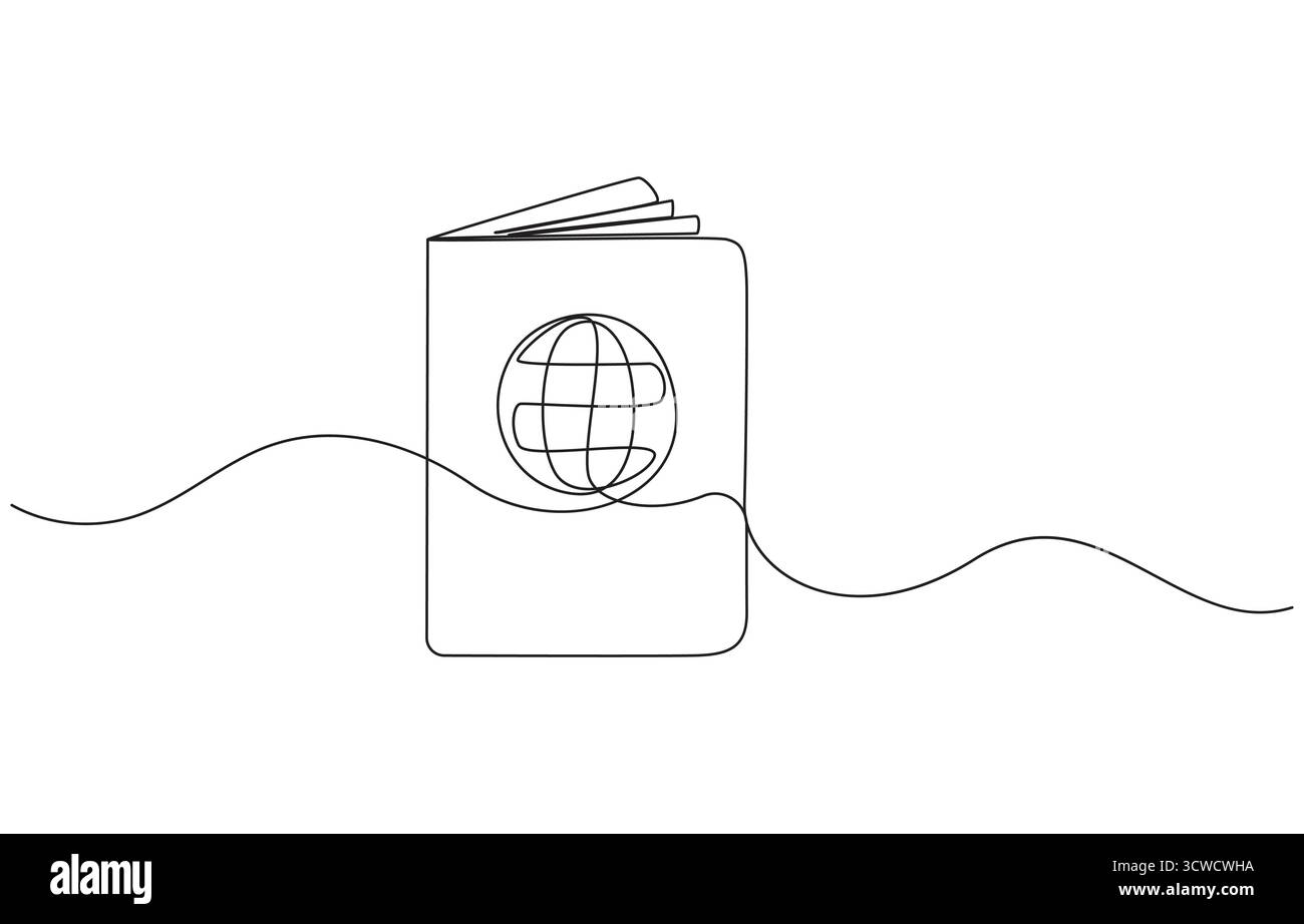 Durchgehende Linienzeichnung des Passport-Symbols. Handgezeichnetes Symbol Vektor-Illustration Stock Vektor