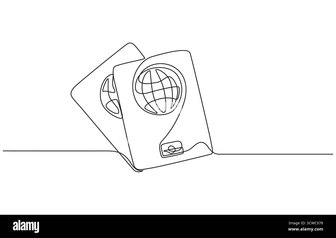 Durchgehende Linienzeichnung des Passport-Symbols. Handgezeichnetes Symbol Vektor-Illustration Stock Vektor