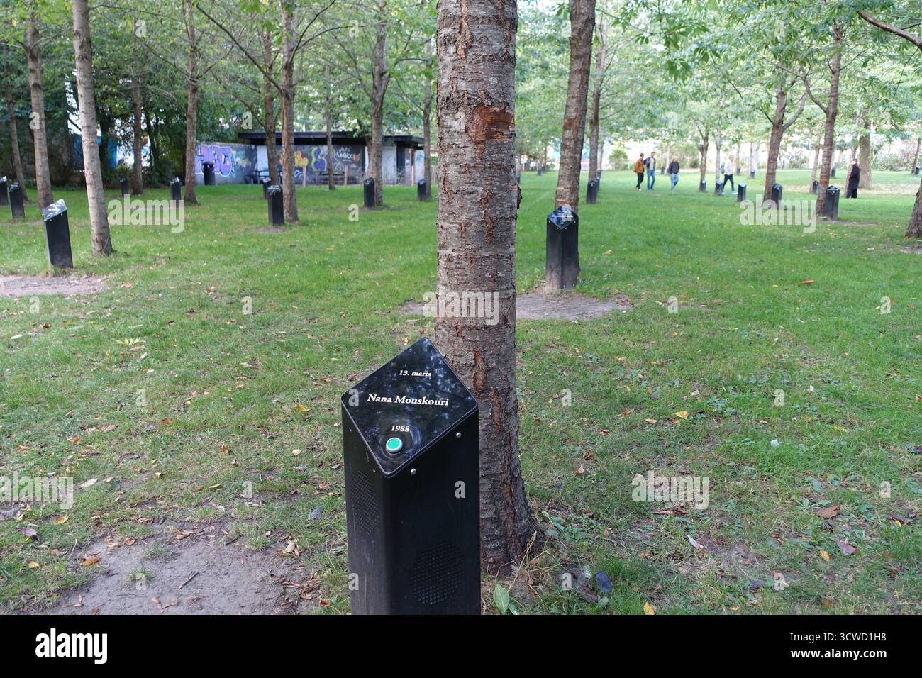 Der musikalische Garten in Aalborg, Dänemark, wo jeder Baum eine Hommage an einen Musiker darstellt, der zu hören ist Stockfoto
