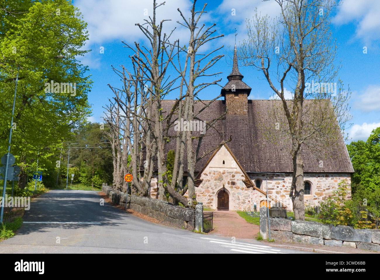 Rymättylä Kirche, die dem Gedenken an den Heiligen Jakob dem Älteren bei Naantali, Finnland, gewidmet ist Stockfoto