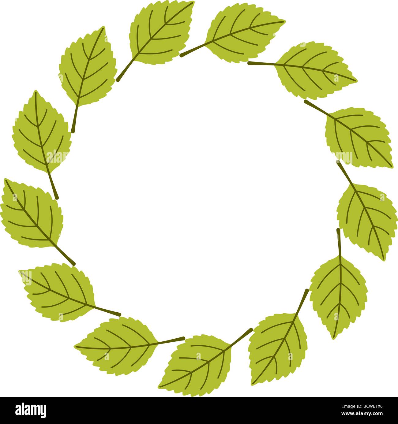 Einfacher Rahmen für Herbstblätter. Handgezeichneter trendiger flacher Stil isoliert auf transparentem Hintergrund. Runder Rahmen aus Herbstlaub. Ideal für Poster, Postkarten. Goldene Saison Hallo Herbst. Vektor Stock Vektor