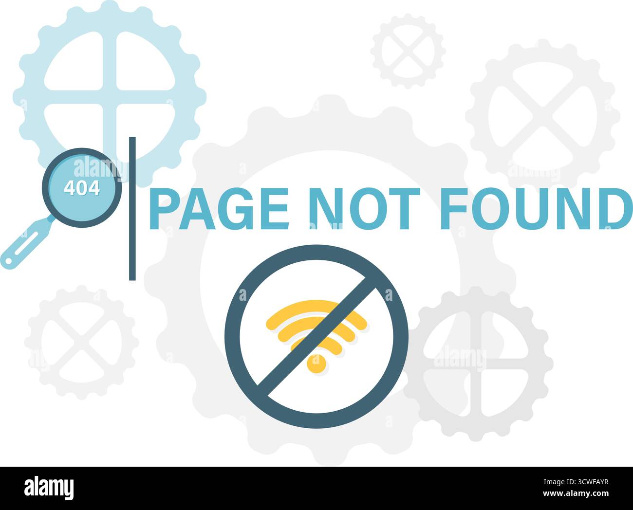 Seite mit Zahnrad nicht gefunden Stock Vektor